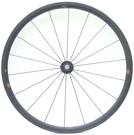 Handcycle FLY threaded axel style rear 18 spoke wheel side view